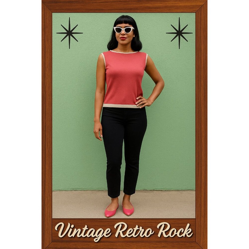 Emilio Pucci Cashmere Blend Tank Vintage Retro Top Sleeveless Coral Women